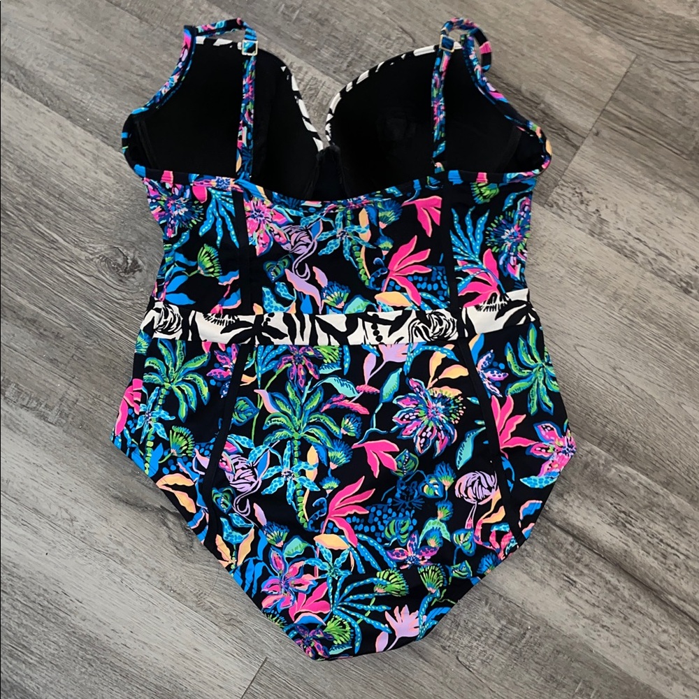 Lilly Pulitzer Palma Onyx Paradise One Piece Swimsuit Size 16 - Picture 4 of 9
